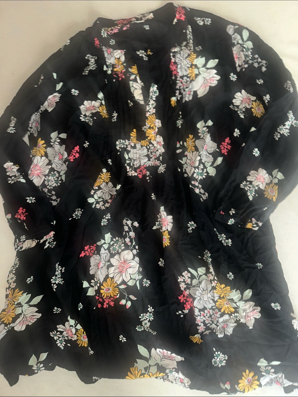 Womens Size XXL Old Navy Black Floral Boho Tunic Dress